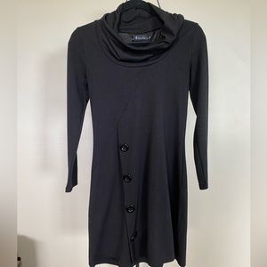 Neesha Black Cowl Neck Sweater Dress